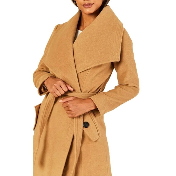 De La Creme Jackets & Blazers - De La Creme Wool Cashmere Wrap Coat with Large Collar Camel Size 14